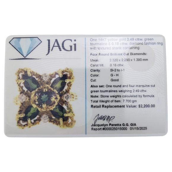 14K Yellow Gold Green Tourmaline & Diamond Ring Size 9.25 #20715 - Picture 9 of 9